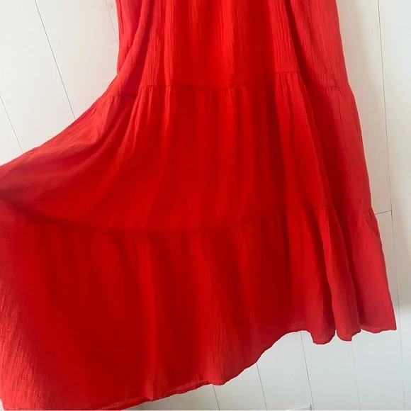 J. Crew Orange Tiered Ruffled Beach Maxi Dress Size Small - Picture 13 of 16